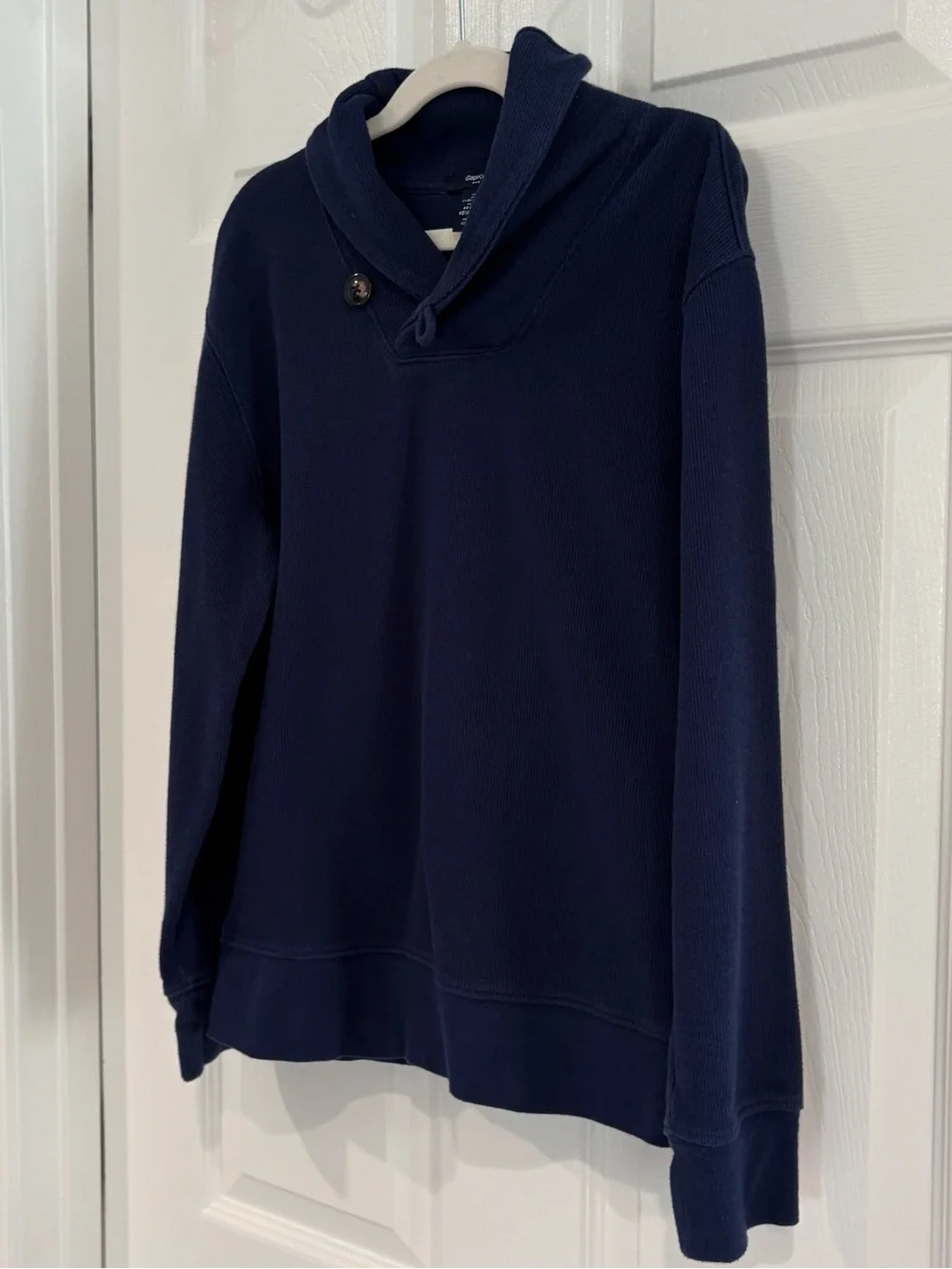 GAP Navy Blue Shawl-Collar Pullover Long Sleeve Sweatshirt Sweater Boys L 10/12